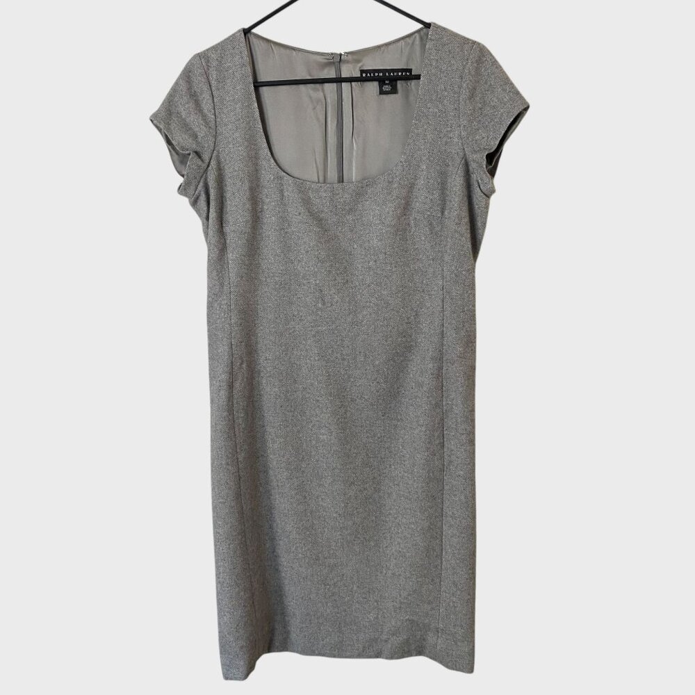 Ralph Lauren Cashmere Square-Neck Sheath Dress Gray Women's 10 Career Work Wear